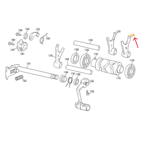 HORQUILLA R SELECTOR DE CAMBIO SHERCO/SCORPA