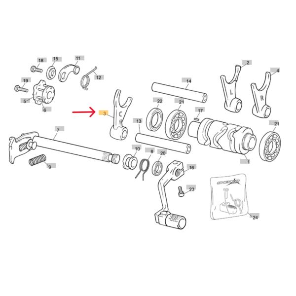 HORQUILLA C SELECTOR DE CAMBIO SHERCO/SCORPA TRIAL